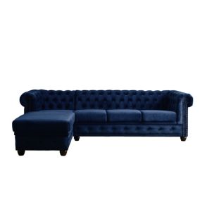 William - canapé Chesterfield d'angle gauche - 4 places - en velours - Lisa Design