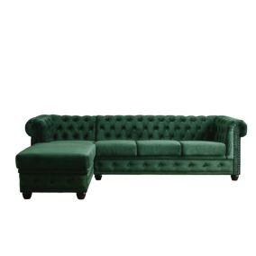 William - canapé Chesterfield d'angle gauche - 4 places - en velours - Lisa Design