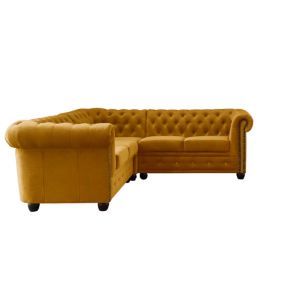 William - canapé Chesterfield d'angle réversible - 5 places - en velours - Lisa Design