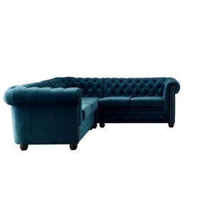 William - canapé Chesterfield d'angle réversible - 5 places - en velours - Lisa Design