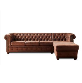 Winston - Canapé d'angle Chesterfield - 4 places - style industriel - droit - Lisa Design