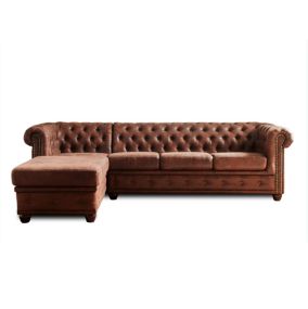 Winston - Canapé d'angle Chesterfield - 4 places - style industriel - gauche - Lisa Design