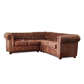 Winston - Canapé d'angle Chesterfield - 5 places - style industriel - Lisa Design