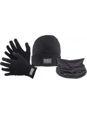Ensemble Bonnet, Gants & Cache-Cou Polaire - 3 Pièces Unisexe Adulte - Noir - Neuf Avec Étiquettes
