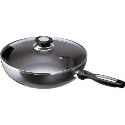Wok anti adhésif 28cm avec couvercle Beka 13078284 pro induc anthracite