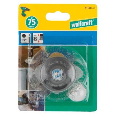 WOLFCRAFT 1 Brosse métallique.soucoupe HEX 75mm