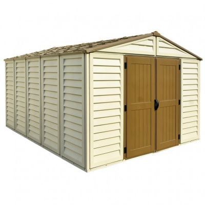 WoodBrige Plus Abri de jardin en PVC 320 x 396 cm Beige et marron