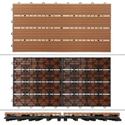 WPC carreaux de sol 60x30cm 4m² aspect de bois marron clair