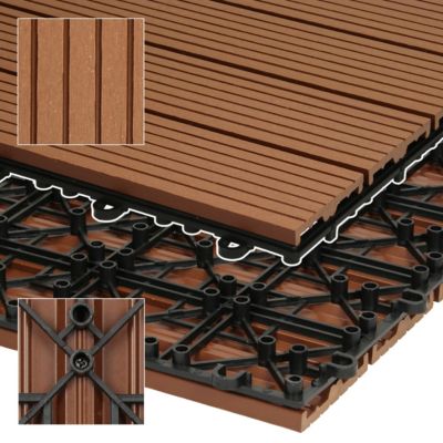 WPC carreaux de sol 60x30cm 4m² aspect de bois marron clair