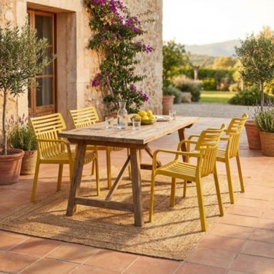 x 6 Chaises de jardin Sitwell design, résistante aux intempéries, Jaune