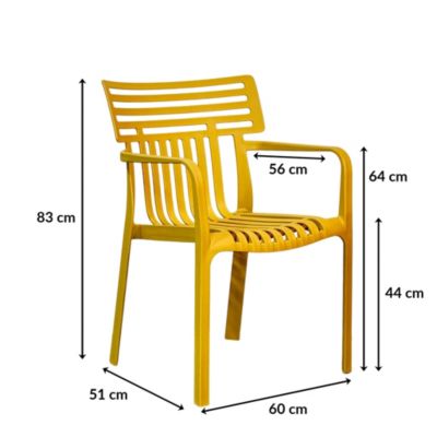 x 6 Chaises de jardin Sitwell design, résistante aux intempéries, Jaune