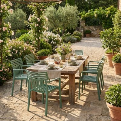 x 6 Chaises de jardin Sitwell design, résistante aux intempéries, Vert