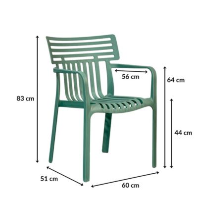 x 6 Chaises de jardin Sitwell design, résistante aux intempéries, Vert