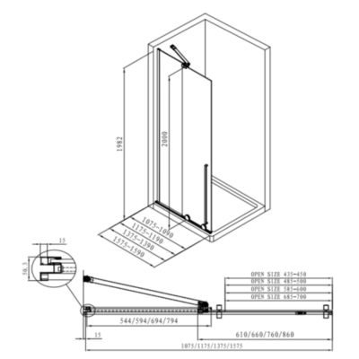 X-MOTION Porte de douche 200x110cm Coulissante, anticalcaire avec profilé chrome brillant (SATBWIXM110NIKA)
