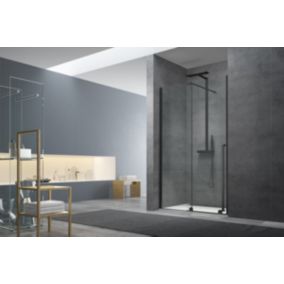 X-MOTION Porte de douche 200x140cm Coulissante, anticalcaire avec profilé noir mat (SATBWIXM140NIKAC)