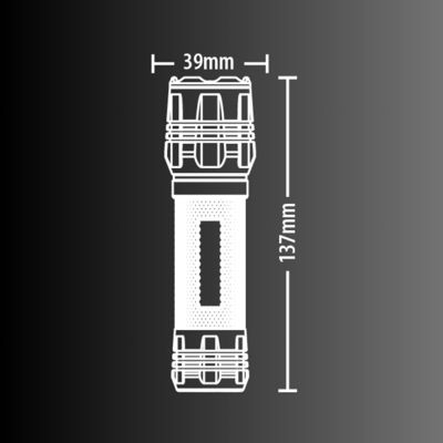 Xanlite - Lampe Torche LED Métallique, x3 Modes d'Eclairage, 600 Lumens, Piles Incluses - TO600M