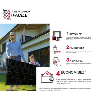 Xanlite - Panneau solaire Kit Advanced 500W, IP67, Onduleur WIFI, Câble 3m - ENKADVANC500W