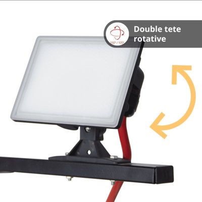 Xanlite - Projecteur de Chantier LED sur Pied, Filaire, x2 Projecteurs 20 W, 2800 Lumens - PR20W2T
