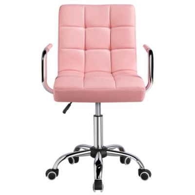 Yaheetech Fauteuil de Bureau Hauteur Réglable Rose