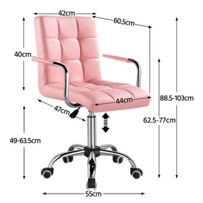 Yaheetech Fauteuil de Bureau Hauteur Réglable Rose