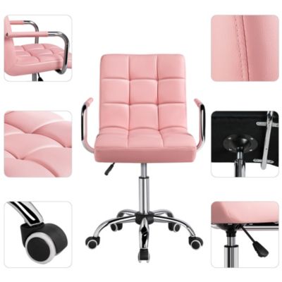 Yaheetech Fauteuil de Bureau Hauteur Réglable Rose