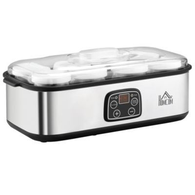 Yaourtière 8 pots inclus 180ml 30W - timer, thermostat, affichage numérique - acier inox. PP noir verre