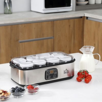 Yaourtière 8 pots inclus 180ml 30W - timer, thermostat, affichage numérique - acier inox. PP noir verre