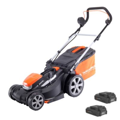 Yard Force - Tondeuse à Gazon Rotative Sans Fil 37cm, avec double batterie Lithium-Ion 2x20V et Chargeur Rapide - LM C37