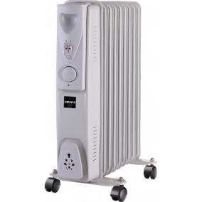 YPSOS 611200 - Radiateur bain d'huile  gris clair 2000W  - 40.5x24x54 cm - Thermostat mécanique - Blanc