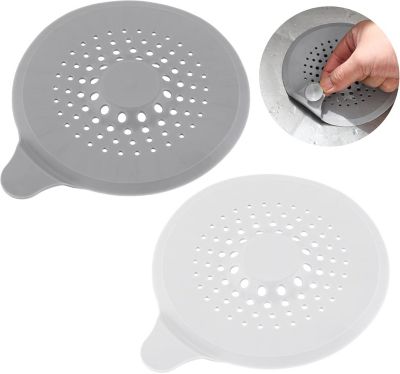 Yuanhao 2 Pieces Silicone Hair Catcher - Drain Filter - Sink Strainer with Suction Cup and Drain Cover - for Sinks, Tubs, Showers