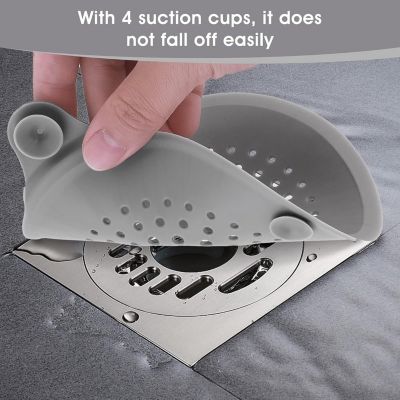 Yuanhao 2 Pieces Silicone Hair Catcher - Drain Filter - Sink Strainer with Suction Cup and Drain Cover - for Sinks, Tubs, Showers