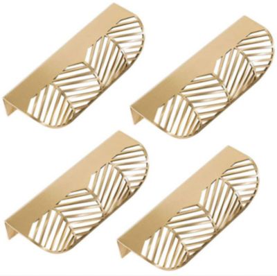 Yuanhao 4 Pcs  - 117mmPoignée de Tiroir en Forme de Feuille Poignée de Meuble en Laiton Massif pour Salon Cuisine Chambre