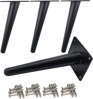 Yuanhao 4 Piece Furniture Slanted Table Legs - Slanted Taper 30cm, Painted Black, Metal Cabinet Legs, Tapered Furniture Legs, Stai