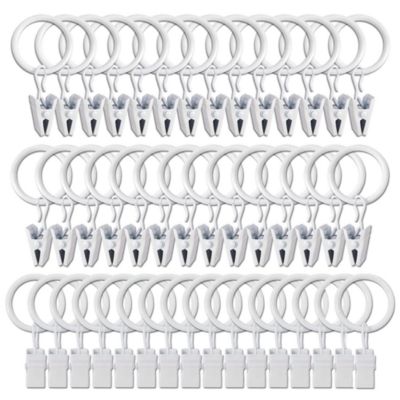 Yuanhao Anneaux de rideau avec clips - 45 pièces Anneaux de rideau - Anneaux de rideau avec crochet - Durable et sans rouille - Ac