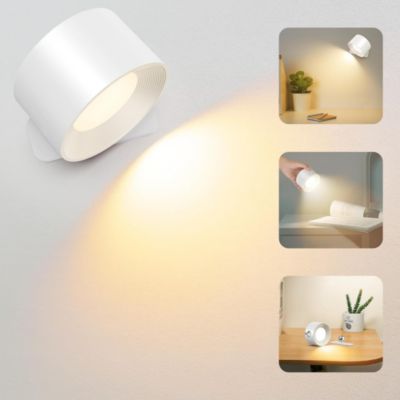 Yuanhao Applique murale - Lampe LED Rechargeable Murale Touch avec Port de Charge Type-C - 3 Niveaux de Luminosité