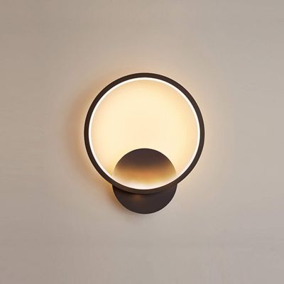 Yuanhao Applique murale LED d'intérieur, 12 W ronde noire blanche chaude 3000 K moderne pour chambre à coucher, salon, escaliers
