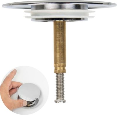 Yuanhao Bouchon de baignoire universel - 3 pièces - diamètre 72 mm - avec double joint - hauteur réglable 50 mm-60 mm - chromé