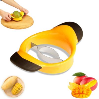 Yuanhao Coupe-mangue - Coupe-fruits - Plastique - Acier inoxydable - Facile à tenir - Passe au lave-vaisselle - Éplucheur de mangu