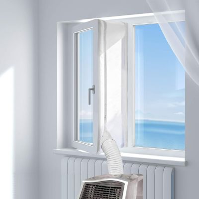 Yuanhao Couvre-fenêtre - 400 cm - Kit d'étanchéité de fenêtre pour climatiseur mobile - Fixation velcro - Joint de fenêtre