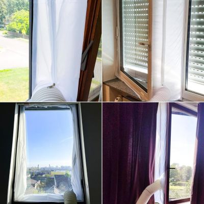 Yuanhao Couvre-fenêtre - 400 cm - Kit d'étanchéité de fenêtre pour climatiseur mobile - Fixation velcro - Joint de fenêtre