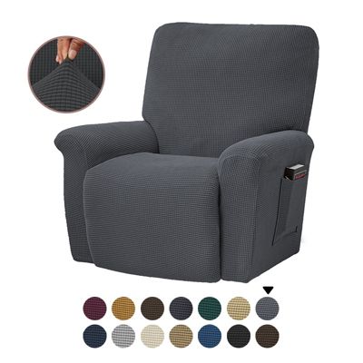 Yuanhao Housse de canapé extensible avec fond élastique, tissu jacquard élasthanne à petits carreaux, gris