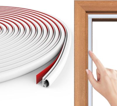 Yuanhao Joint de porte et fenêtre en forme de D 6 m - Bande d'étanchéité isolante en PVC auto-adhésive en caoutchouc TPE - Blanc