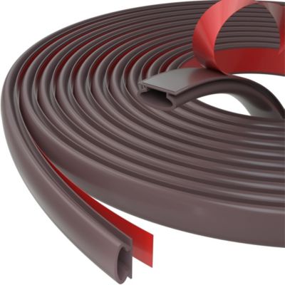 Yuanhao Joint de porte et fenêtre en forme de D 6 m - Bande d'étanchéité isolante en PVC auto-adhésive en caoutchouc TPE - Brun