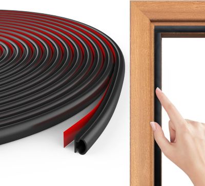 Yuanhao Joint de porte et fenêtre en forme de D 6 m - Bande d'étanchéité isolante en PVC auto-adhésive en caoutchouc TPE - Noir