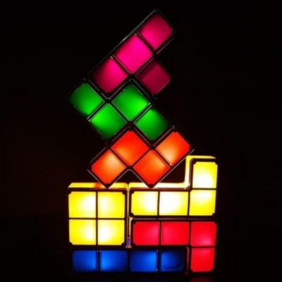 Yuanhao Lampe Tetris, lampe de nuit empilable à LED Tetris 7 couleurs avec verrouillage à induction