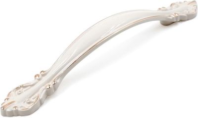Yuanhao Lot de 10 poignées pour armoires, Blanc ivoire avec bordure dorée, centres de trous de 3-3/4 po (96 mm)