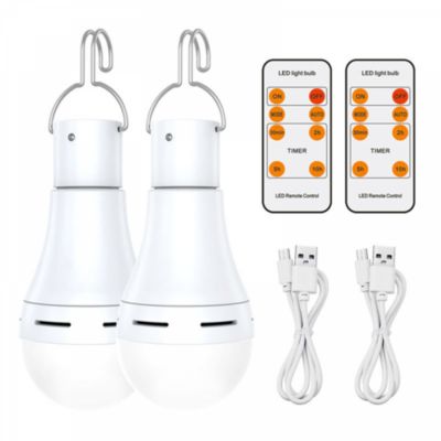 Yuanhao Lot de 2 ampoules rechargeables USB 7 W avec télécommande, éclairage d'urgence portable pour panne de courant à l'extérieu