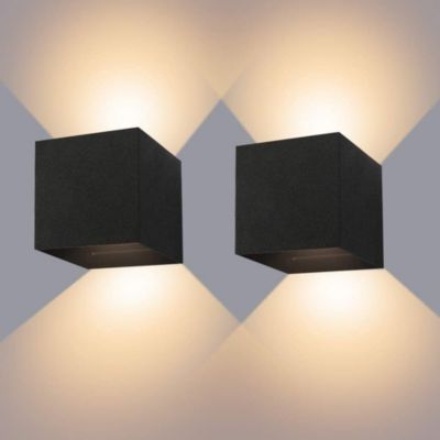 Yuanhao Lot de 2 appliques murales intérieures/extérieures 12 W IP65 étanches à LED réglables vers le bas 3000 K blanc chaud pour