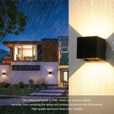 Yuanhao Lot de 2 appliques murales intérieures/extérieures 12 W IP65 étanches à LED réglables vers le bas 3000 K blanc chaud pour