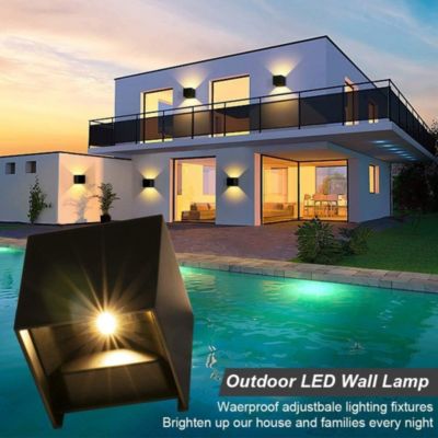 Yuanhao Lot de 2 appliques murales intérieures/extérieures 12 W IP65 étanches à LED réglables vers le bas 3000 K blanc chaud pour